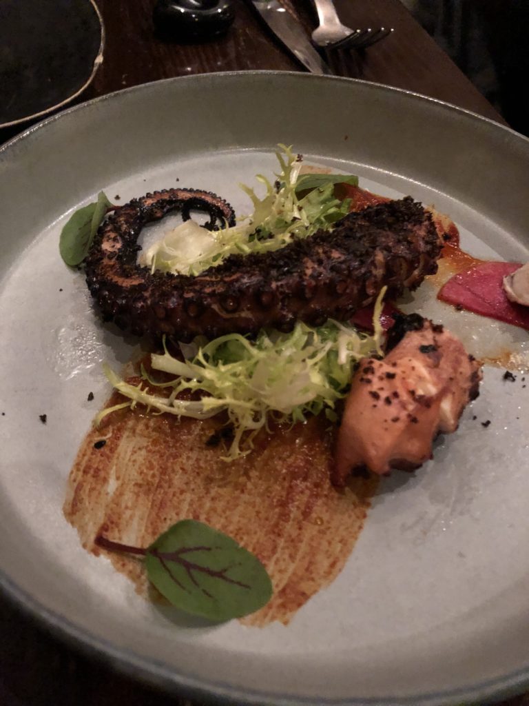 Sakamai - Grilled Octopus - gochujang pepper; watermelon radish, frisee, shio kombu